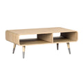 **Moderne houten salontafel met open opbergruimte**