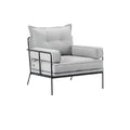 **Technische titel in het Nederlands: Modern grijze fauteuil met metalen frame**