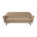 **Moderne beige bank met gestreept ontwerp en houten poten**