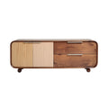 **Technische titel in het Nederlands: Elegante houten tv-meubel met gestreepte en gladde afwerking**